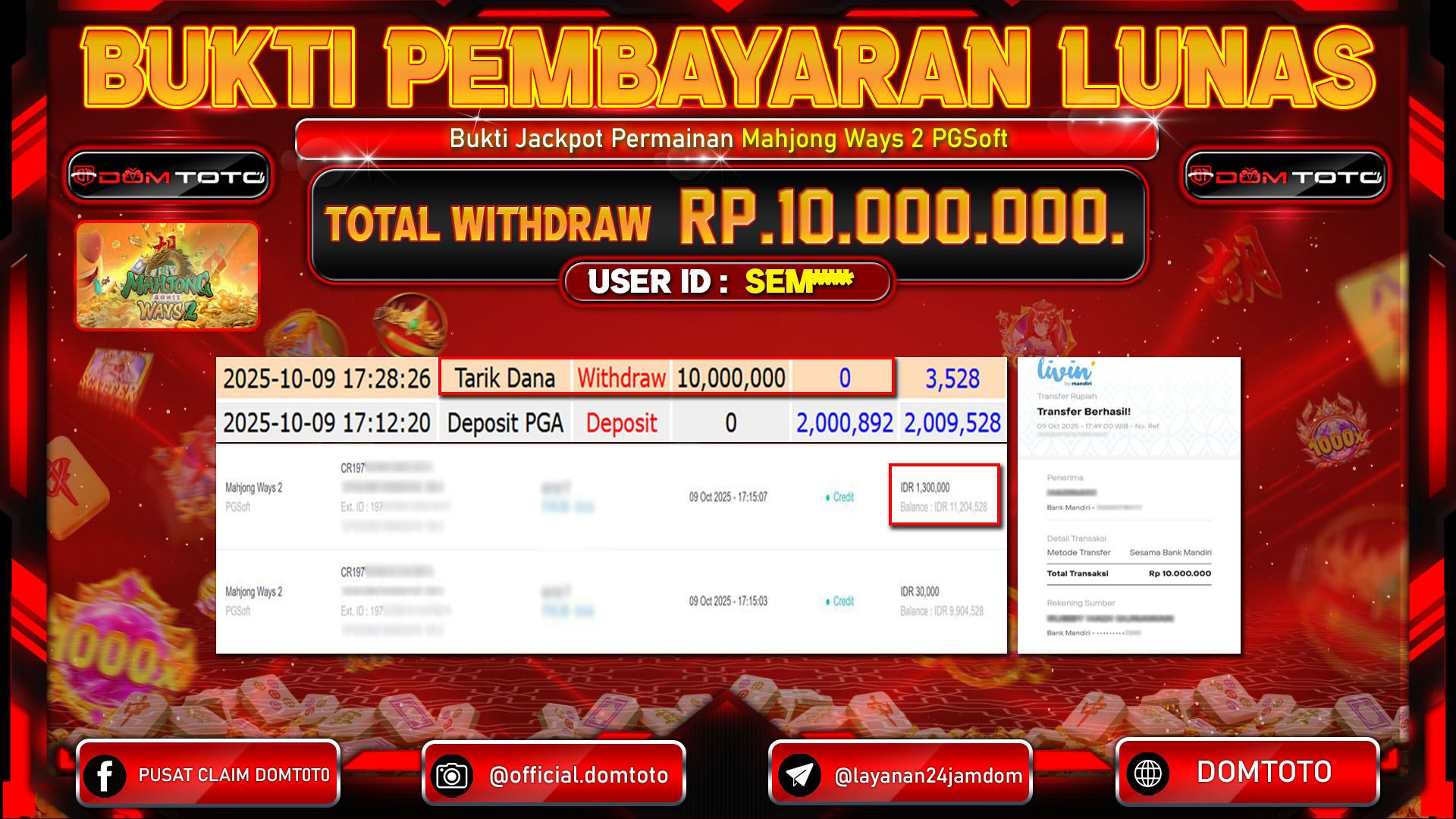 JACKPOT Mahjong Ways 2 PGSoft 09 OKTOBER 2025